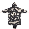 thumbnail image 2 of Oversized Wearable Blanket Hoodie,Spooky Halloween Icons Pattern Sherpa Blanket Hoodie with Super Pockets,Super Warm Fuzzy Pullover for Women & Men, 2 of 6