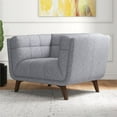 thumbnail image 3 of Allen Mid-Century Modern Tight Back Fabric Upholstered Armchair in Light Gray, 3 of 7