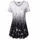 thumbnail image 2 of Camiseta de mujer Blusa informal con estampado degradado Vestido suelto con cuello en V, Negro, 4XL Methold AP001902-07, 2 of 5