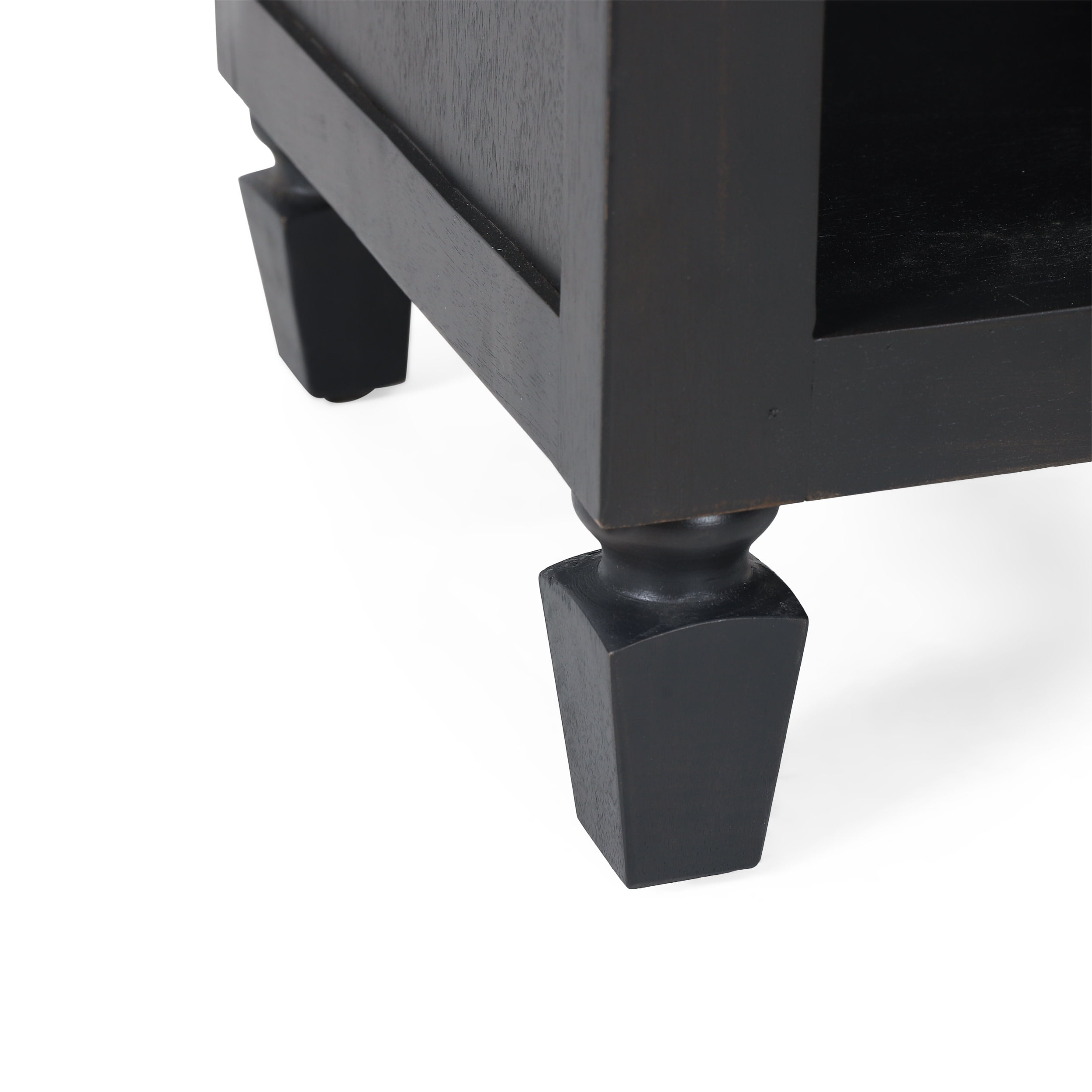 Noble House Trillium Acacia Wood and Cane Nightstand, Dark Gray