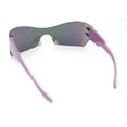 thumbnail image 4 of Womens Wrap Rimless Shield Plastic 80s Color Mirror Sunglasses Purple - Yellow Mirror, 4 of 4
