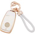 thumbnail image 1 of for Mercedes Key Fob Cover Soft TPU Key Case Protector Fit for Mercedes Benz 2017-2021 E-Class, 2018-2021 S-Class, 2019-2021 A-Class C-Class G-Class 4 Buttons with Bling Keychain,1,white, 1 of 6