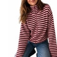 thumbnail image 3 of Womens Striped Zip Up Sweaters Mock Neck 2026 Fall Trendy Casual Long Sleeve Loose Fit Knit Cardigan Tops, 3 of 9
