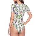 thumbnail image 4 of The Xecao Wisteria Flower Women's Crew Neck Body Suit, a short-sleeved bodysuit and basic swimsuit, both comfort and style for dating and daily life, 4 of 9