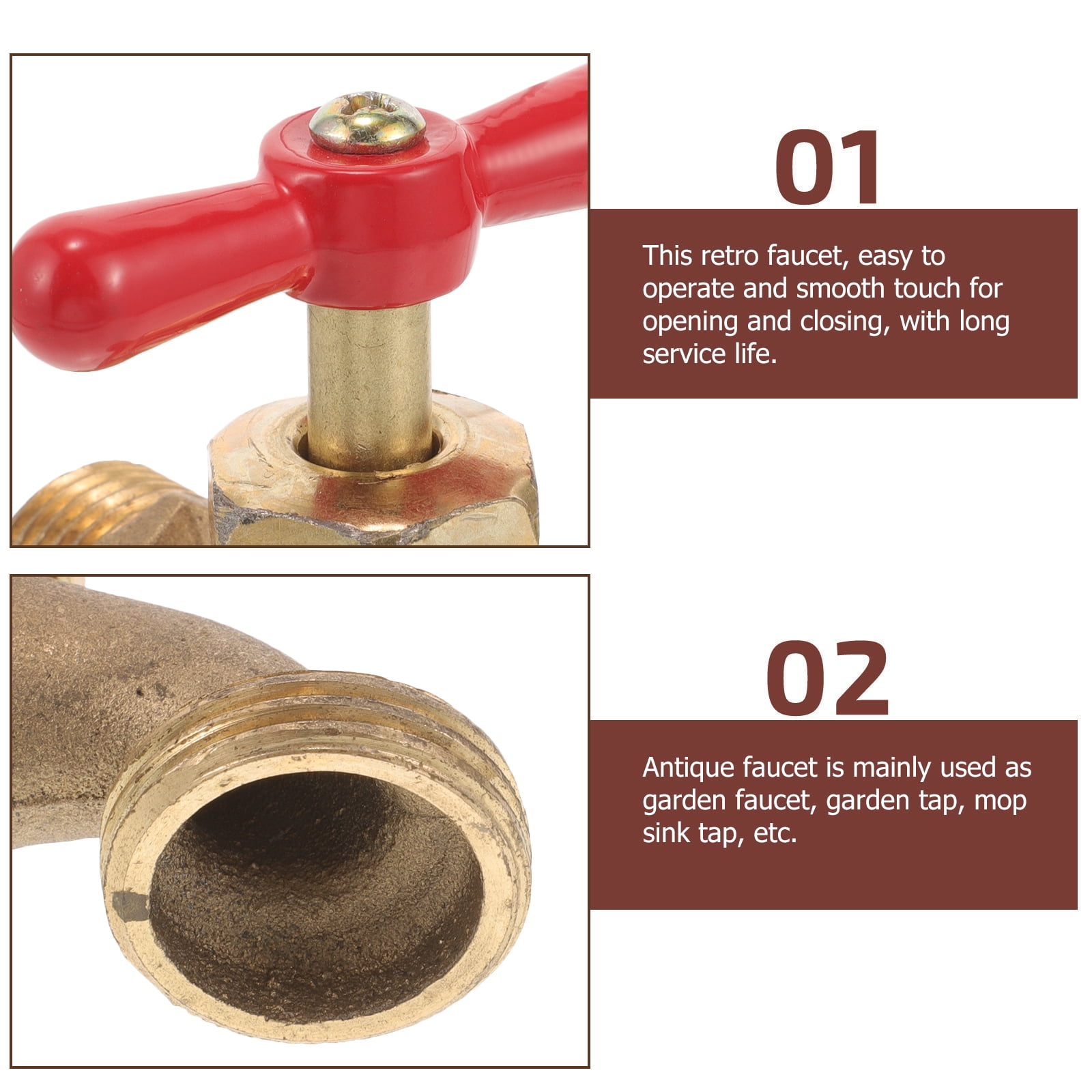 4pcs Outdoor Faucet Vintage Outdoor Water Spigot Copper Slow Faucet for Garden and Yard