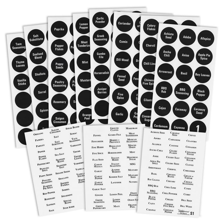 CycleMore 24 Pcs Spice Jars with Bamboo Lids 4 oz Glass Spice Jars with  Labels - Minimalist Blank Spice Labels Stickers, Black Labels Stickers