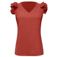 thumbnail image 4 of Loose Tank Tops for Women Women's Casual V Neck Flutter Ruffle Hem Crop Tank Cami Tops for Women Red S, 4 of 5