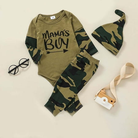 

Kayannuo Clearance Toddler Baby Boys Letter Printing Long-sleeved Romper Pants Hat Suit Christmas Gifts