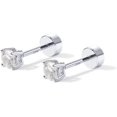 thumbnail image 2 of SUETOR White Gold Plated CZ Stud Earring Single, 3mm Flat Back Cartilage Earring, Hypoallergenic Small Screw Back Jewelry Gift, 2 of 5