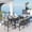 Gray, variant on HAPPATIO 9-Piece Patio Dining Set, Outdoor Dining Set with Powder-Coated Metal,Dining Table with Umbrella Hole, 8 Swivel Chairs with Removable Cushions for Porch Poolside Garden,Blue