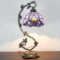 thumbnail image 4 of Bedside Table Lamp, Stained Glass Lamp Minimalist Tiffany Style Banker Desk Light with Metal Leaf Thin Base for Small Space of Living Room, Bedroom, Kids Room,Dorm, Dresser, Office(LED Bulb Included), 4 of 4