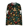 thumbnail image 4 of Women's Christmas Tree Pullover Printed Sweatshirt Santa Claus Graphic Outfits Shining Star Clothing Casual Long Sleeve Shirts Christmas Fashion Sweatshirts, 4 of 5