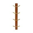 thumbnail image 5 of Kate and Laurel Rossmore Modern 4-Hook Vertical Wall Hanging Coat Rack, Walnut Brown and Gold, Decorative Mid-Century Wood and Metal Coat Tree Hanging Hooks for Wall-Mounted Storage, 5 of 9