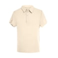 thumbnail image 6 of WTOBBY Men's Casual Short-Sleeve Shirt with Collar and Buttons Solid Color, Lightweight, Breathable, and Versatile Stylish Top for Men, Perfect for Business, Casual,Beige L, 6 of 6