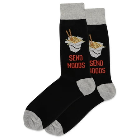 Hot Sox Mens Send Noods Crew Socks, Mens Shoe Size 6-12.5, Black