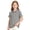 Gray-#003, variant on Polo Shirts for Girls Plaid Print Color Block Button Closure Short Sleeve Loose Fit Casual Tops