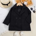 thumbnail image 3 of Pandaie Boys Double Breasted Wool Blend Peacoat Lapel Raglan Sleeve Patch Pocket Mid Length Winter Coat Black,5-6 Years, 3 of 7