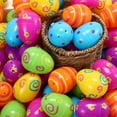 thumbnail image 5 of AmaMary 18 Pcs Plastic Printed Bright Easter Eggs, 2.28'' Tall for Easter Hunt, Basket Stuffers Fillers, Classroom Prize Supplies, Filling Treats and Party Favor, 5 of 6