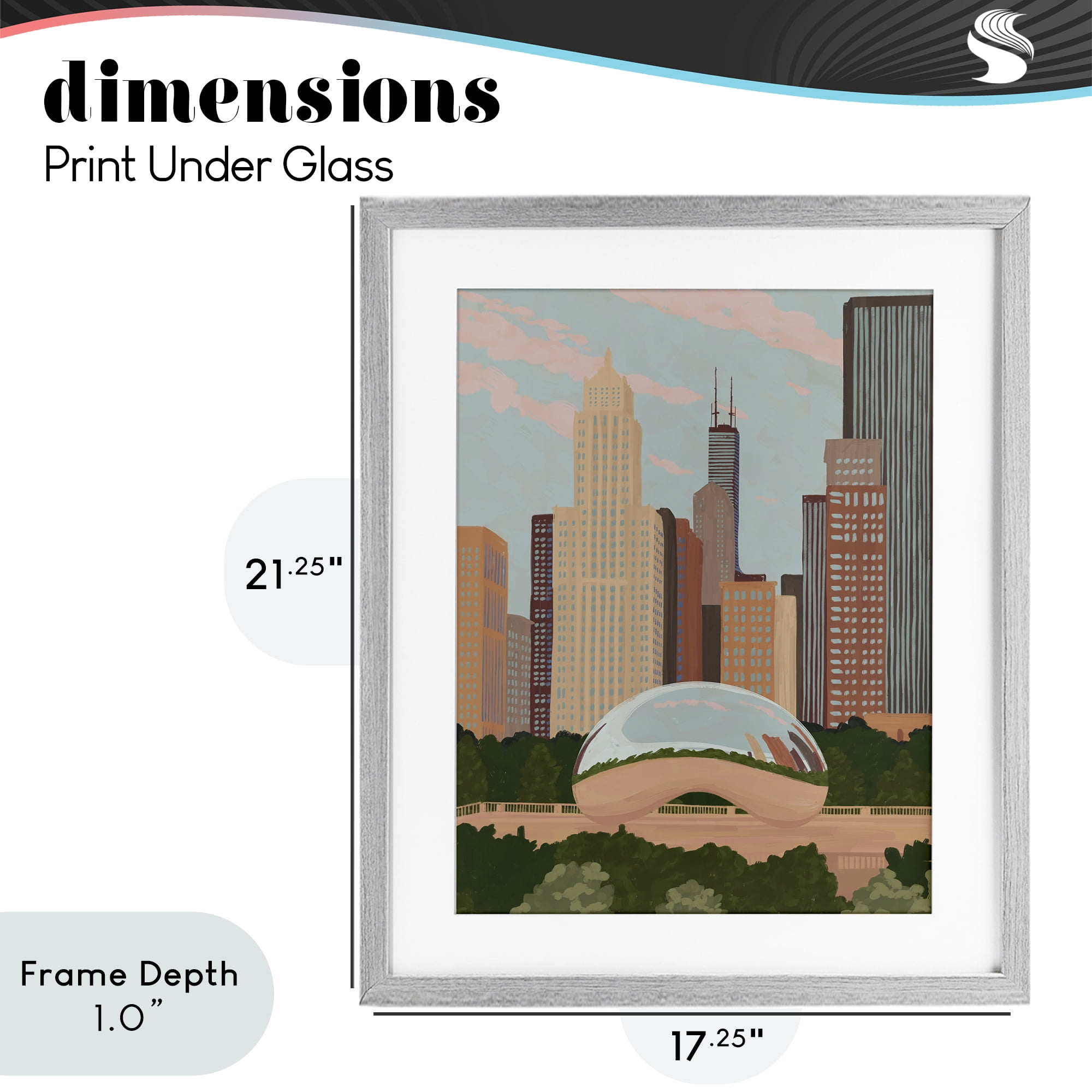 Stupell Industries Chicago Bean Cityscape Gray Framed Print Under Glass, design by Veronica Lara