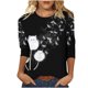 thumbnail image 2 of ICHUANYI Clearance Women's Fashion Printing Loose T-shirt Mid-length 3/4 Sleeves Blouse Round Neck Casual Tops(Black, S) ICHUANYI WER2023080915344, 2 of 5