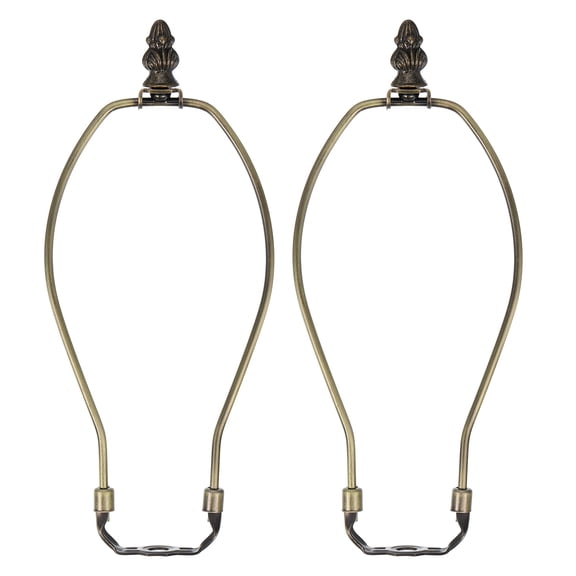 7 Inch Lamp Harp Kit with 0.7" Tall Solid Zinc Alloy Finial, 2 Set  Heavy Duty Bracket with Standard Saddle & Finial Detachable Shade Holder for Table Floor Lamps, Bronze