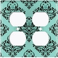 thumbnail image 3 of Metal Light Switch Plate Cover Elegant Teal Black Diamond Rose Damask DAM095, 3 of 13