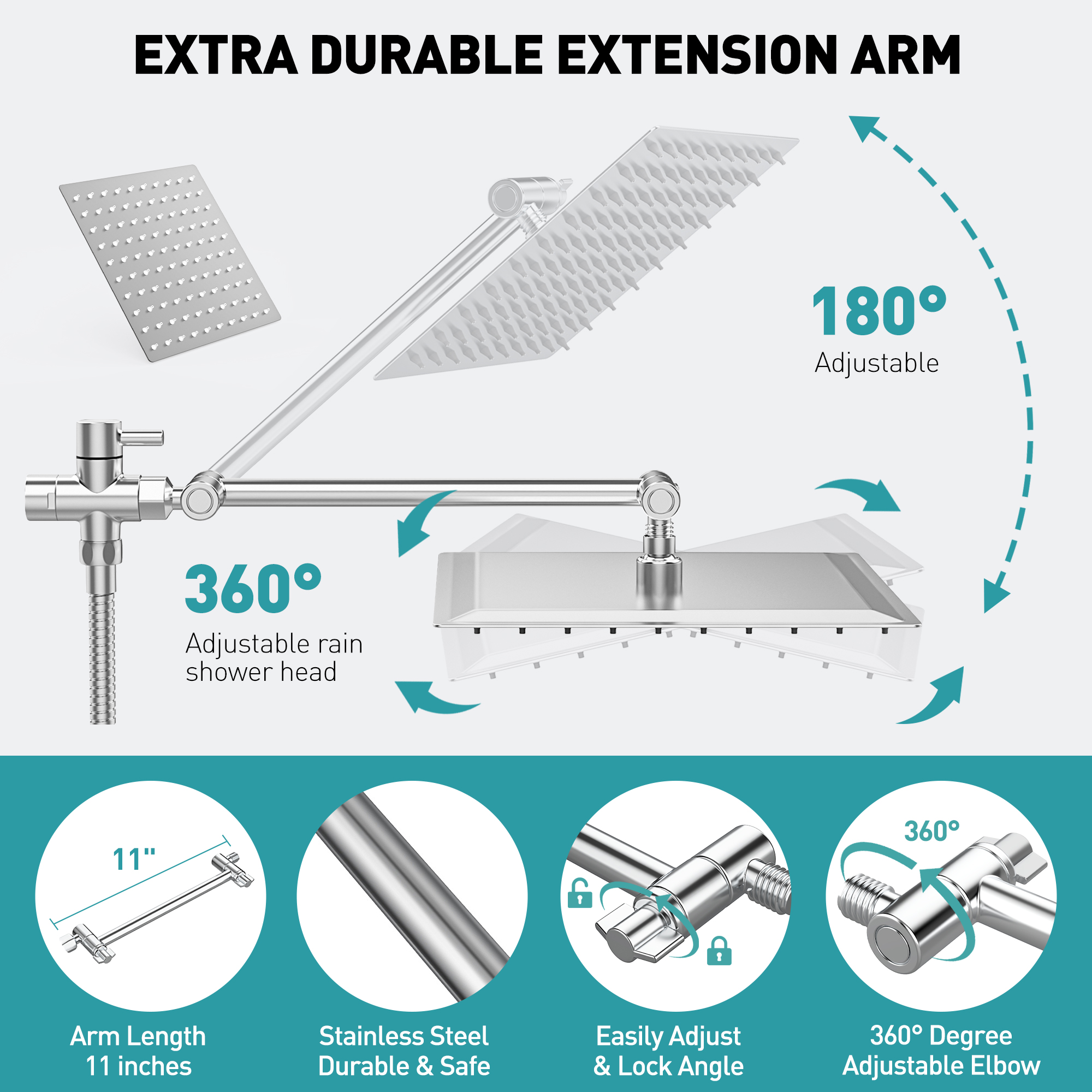 Cshidworld Dual Shower Head Combo with 8-Inch Rainfall Head photo 7
