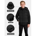 thumbnail image 6 of Wantdo Boy's Winter Coat Padded Puffer Jacket Windproof Winter Jacket Pure Black 18/20, 6 of 8