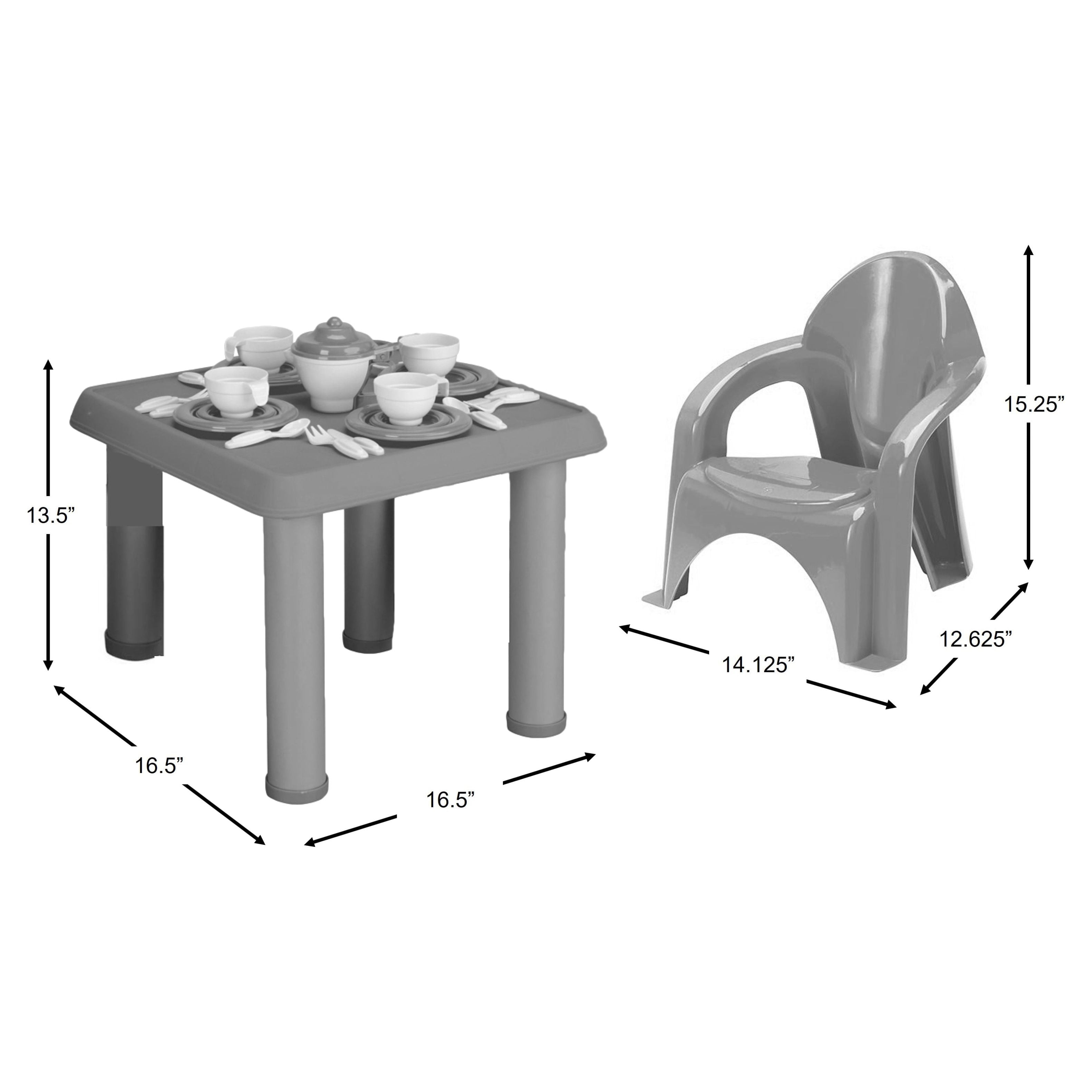 American Plastic Toys Tea Party Play Set with 28 Piece Accessory Play Set & Table Toy for Kids