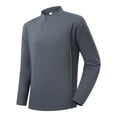thumbnail image 2 of Men's Long Sleeve Stand Collar Quarter Zip Shirt, Elastic Breathable Workout Top for Gym, Running, Outdoor Activities, and Casual Wear, 2 of 3