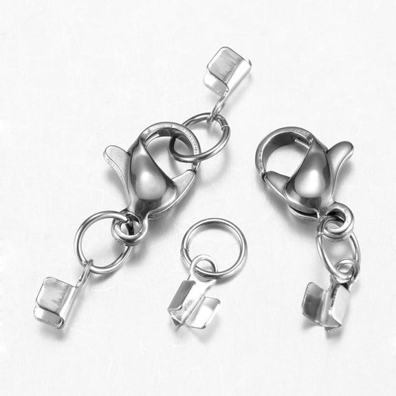 5 Set Lobster Claw Clasp Tarnish Resistant 304 Stainless Steel Lobster Claw Clasps with Cord Ends Necklace Clasp and Closures
