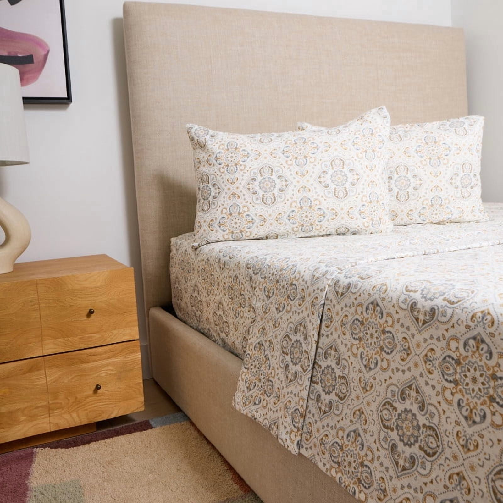 Roxana Paisley 100% Cotton 4-Piece King Flannel Sheet Set