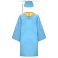 thumbnail image 2 of Miutii Unisex Teens School Graduation Gown Set V-neck Long Sleeve Zip Robe with Hat Stole and Tassel Light Blue 15-16, 2 of 3