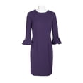 thumbnail image 6 of Donna Morgan Crew Neck Circular Flounce Sleeve Zipper Back Solid Crepe Dress-CEDAR / 8, 6 of 8