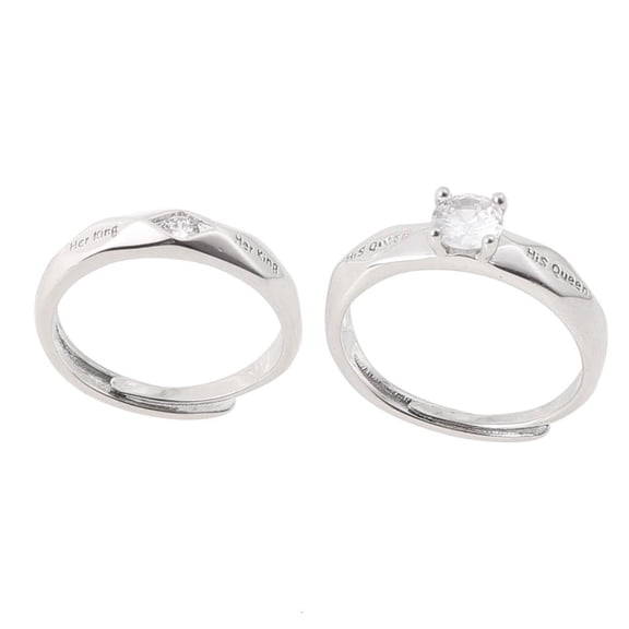 LICEWO 1 Pair His Queen and Her King Couple Rings Set Wedding Engagement Promise Ring