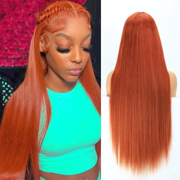 13X4 Ginger Wig Human Hair Straight Lace Front Wigs 200% Density HD Transparent Lace Frontal Glueless Pre Plucked with Baby Hair 350 Orange Colored Wig 20inch