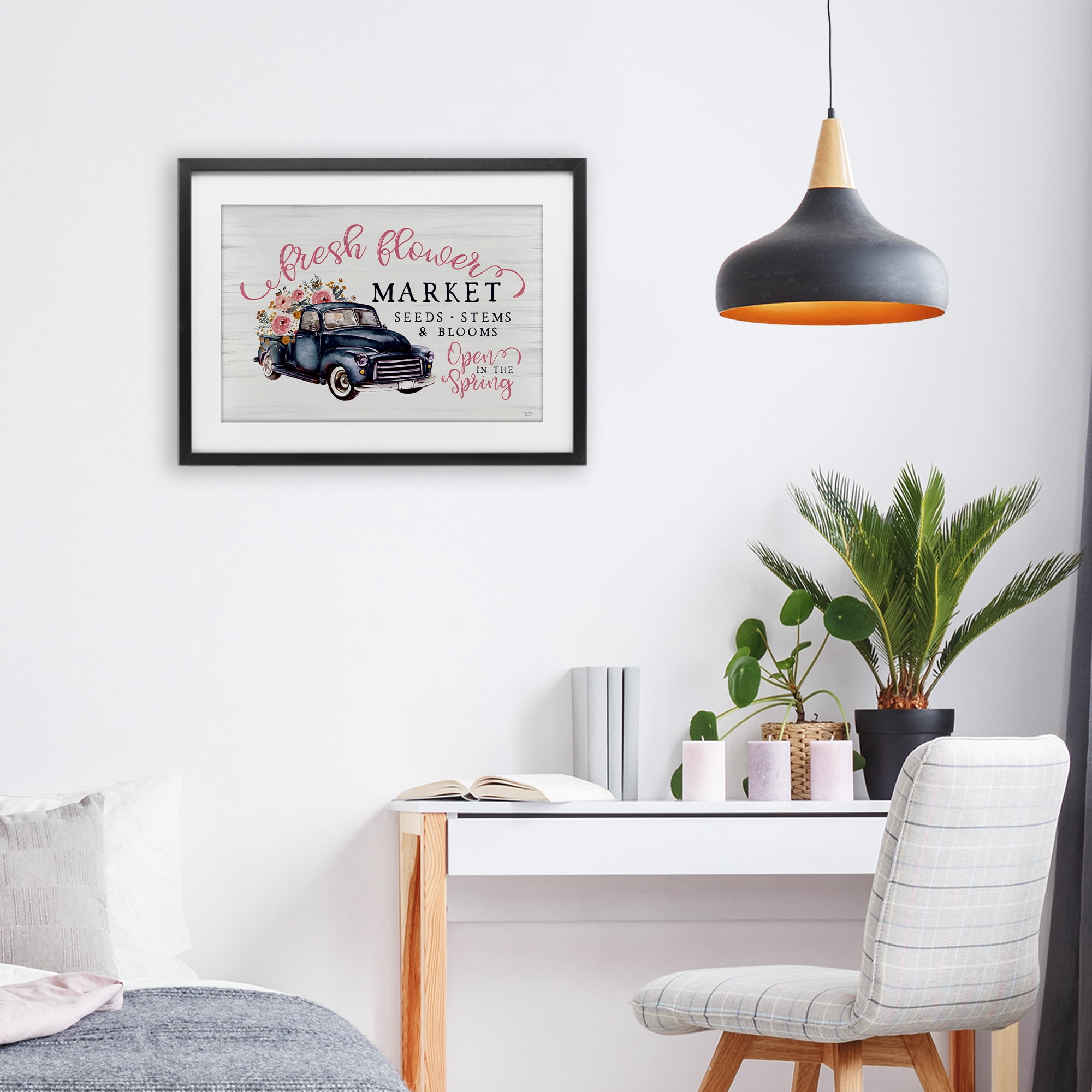 Stupell Industries Antique Spring Market Black Framed Print Under Glass, design by Lux + Me Designs