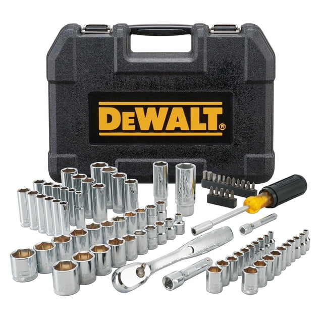 Juego de herramientas DEWALT Mechanics de 84 piezas con trinquetes de 72 dientes
