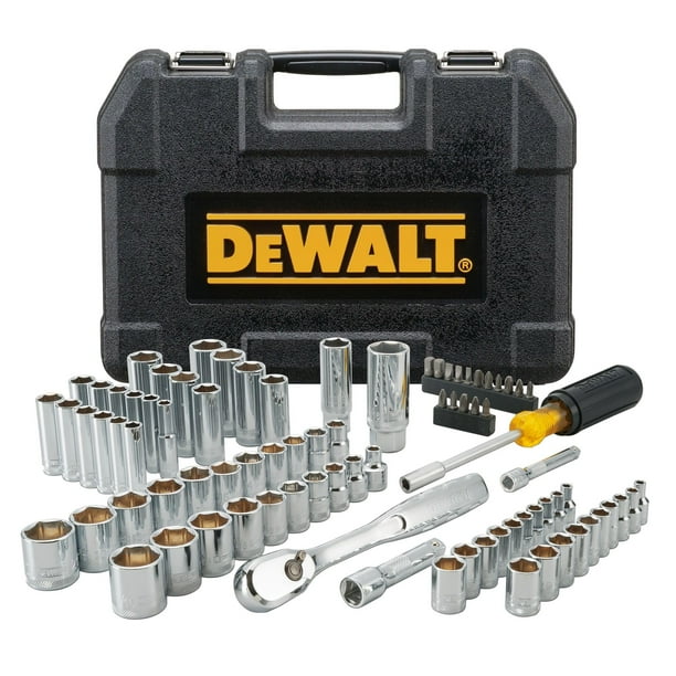 Juego de herramientas DEWALT Mechanics de 84 piezas con trinquetes de 72 dientes