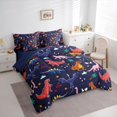 thumbnail image 3 of Homewish Children Kids Cartoon Dinosaur Bedding Comforter Set 7 Pieces,Jungle Animal Full Bedding Set Lightweight,Kawaii Wildlife Dino Fitted Sheet Flat Sheet,Breathable Home Decor,Reversible, 3 of 8