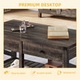 thumbnail image 3 of DWVO Vintage Coffee Tables with 2 Drawers, Living Room Center Table with Shelf, Rustic Oak, 3 of 5