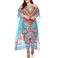 thumbnail image 2 of White Mark Women's Plus Size Sheer Caftan Dress with Tie-up Neckline, 2 of 5