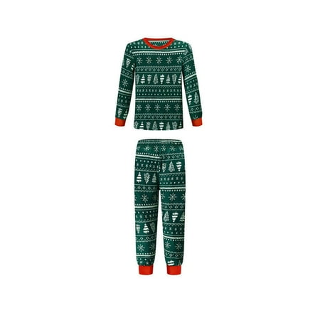 

Europe and America Color contrast Family Suit Pajamas Tracksuit Parent-child outfit Christmas 4T KID