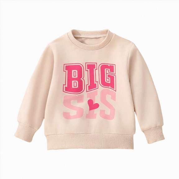 Splozh Girls Shirts 6 12 18 24 Months 2T 3T Infant and Toddler Unisex Letter Print Long Sleeved Pullover Sweatshirt,Beige,18-24 Months