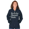 thumbnail image 3 of Body By Chips Guacamole Funny Saying Zip Up Hoodie Men's Women's Brisco Brands M, 3 of 6