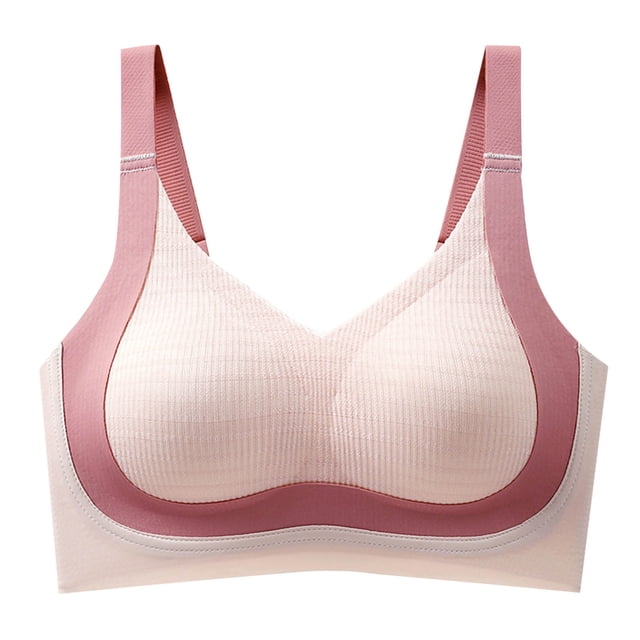 Bras for Women Solid-Color Plus-Size Underwear Comfortable Breathable Bra Plus Size Bra Pink XL