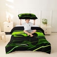 thumbnail image 2 of Castle Fairy Neon Sports Car Twin Bedding for Teens, Light Trail Race Duvet Cover Set for Extreme Bedroom, Green Black,Black Reversible,2pcs,No Comforter, 2 of 6