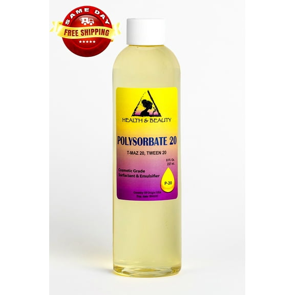 Polysorbate 20 T-MAZ 20 Tween 20 Solubilizer Surfactant & Emulsifier 100% Pure 8 oz