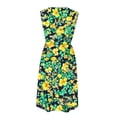 thumbnail image 4 of VBVC Women's Floral Print Sleeveless Fit and Flare Midi Dress , Ladies' Crew Neck Casual Summer Dress , Beach Vacation Flowy Sundress For Women,Yellow,S-2XL, 4 of 7