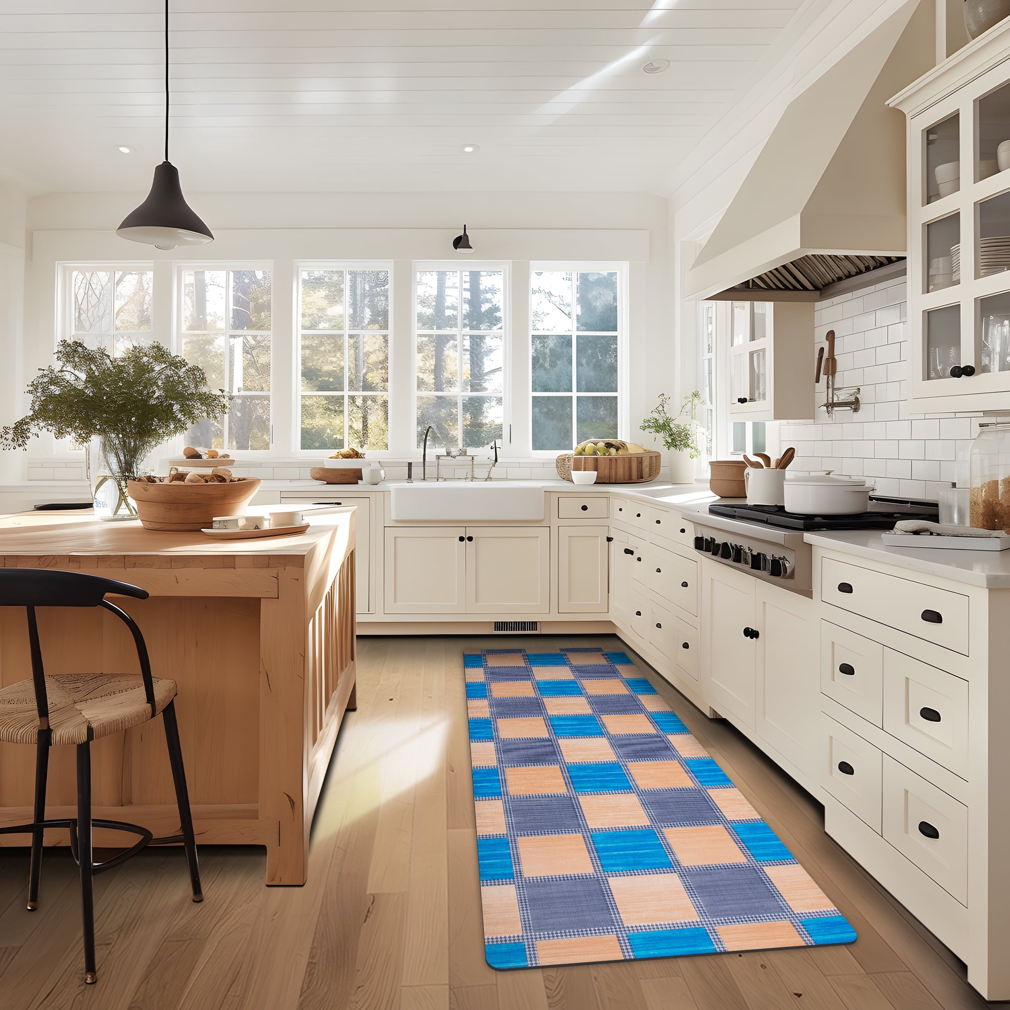 Ray Star Anti-Fatigue Blue and Yellow Kitchen Mat 20 x 31.5 Cushioned